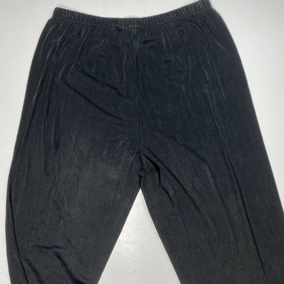 Chicos Travelers Slinky Knit Straight Leg Pants Sz 1 (US 8) Black Stretch Acetate *Flaw