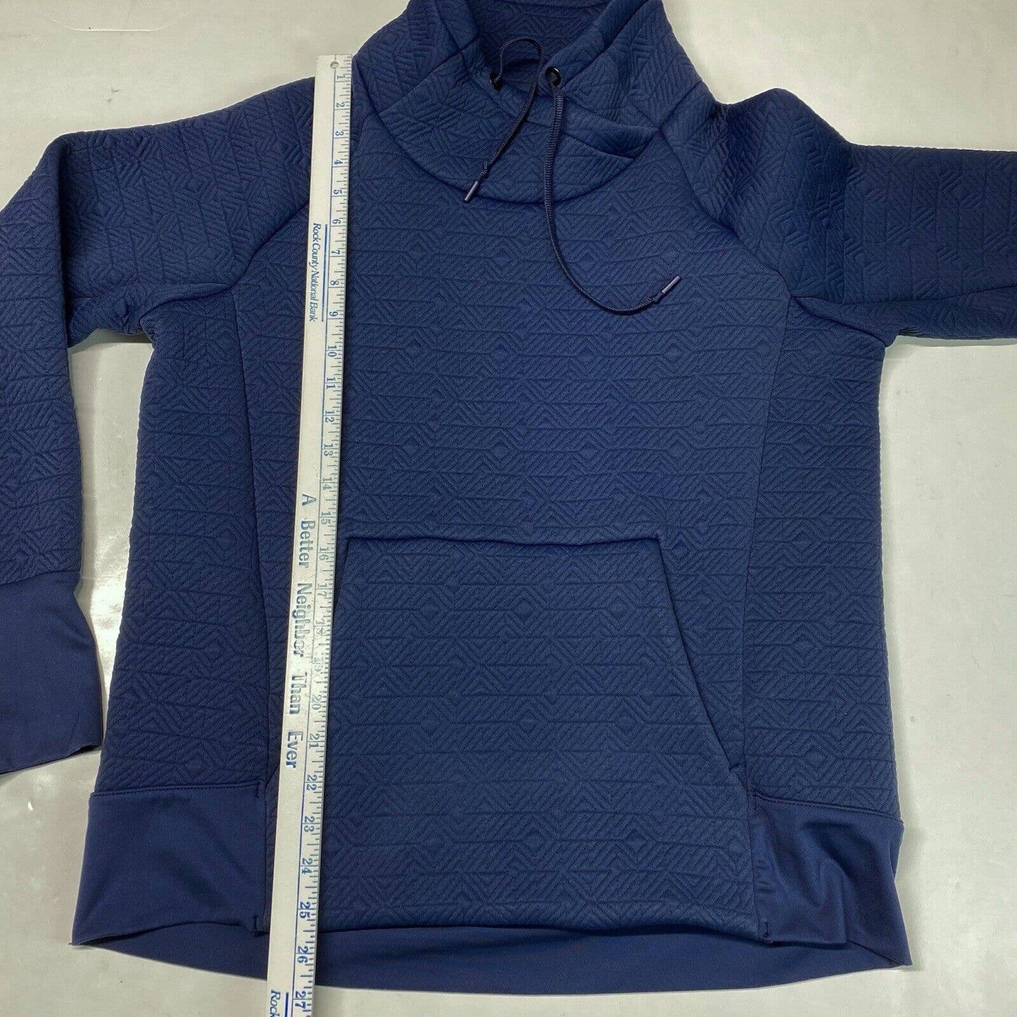 Athleta Jacquard Elevation Sweatshirt Sz Medium Athleisure Navy Blue Thumbholes