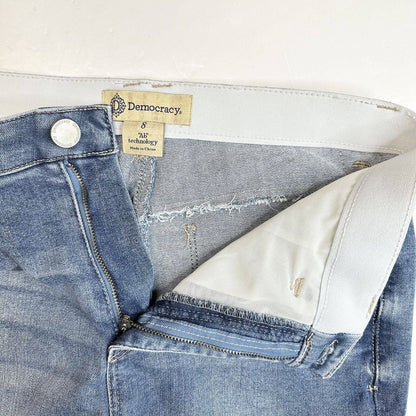 Democracy Ab Technology Skinny Ankle Jeans 8 High Rise Stretch Denim Fray EUC