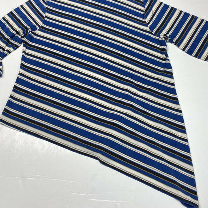 Chicos Travelers Slinky Knit Tunic Top Sz 3 (XL) Stripes Asymmetrical Long EUC