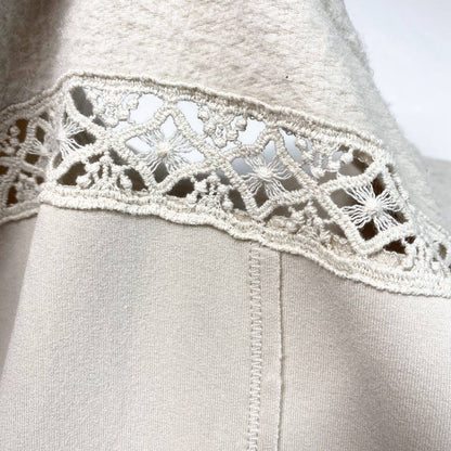 Knox Rose Sweatshirt XL Beige Stretchy Knit Casual Long Sleeve Top Exposed Seams