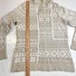 Woolrich Nordic Fair Isle Sweater Sz Medium Beige/White Cowl Cinch Neck Top EUC