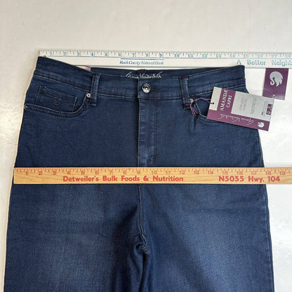 Gloria Vanderbilt Amanda Capri Jeans Womens 8 Classic Rise Dark Blue Denim NEW