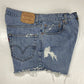 Levis 550 Cut Off Mom Shorts Sz 32 (30"Waist) Hi-Rise Denim Jean Distress Holes