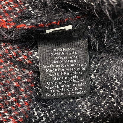 Rock & Republic Furry Hooded Sweater Sz Large Black Plaid Soft Fuzzy Hoodie NEW