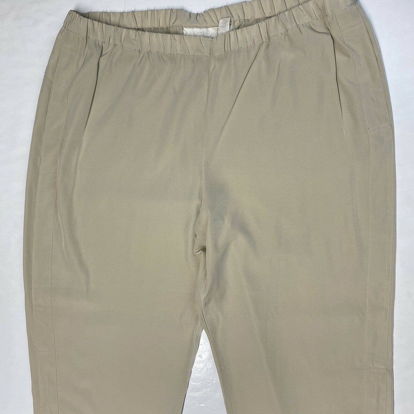 Chicos Ankle Cinch Pull On Pants Sz 2.5 (US 14) Beige Elastic Waist Casual EUC