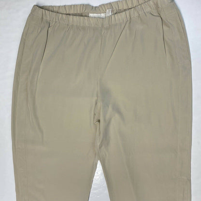 Chicos Ankle Cinch Pull On Pants Sz 2.5 (US 14) Beige Elastic Waist Casual EUC