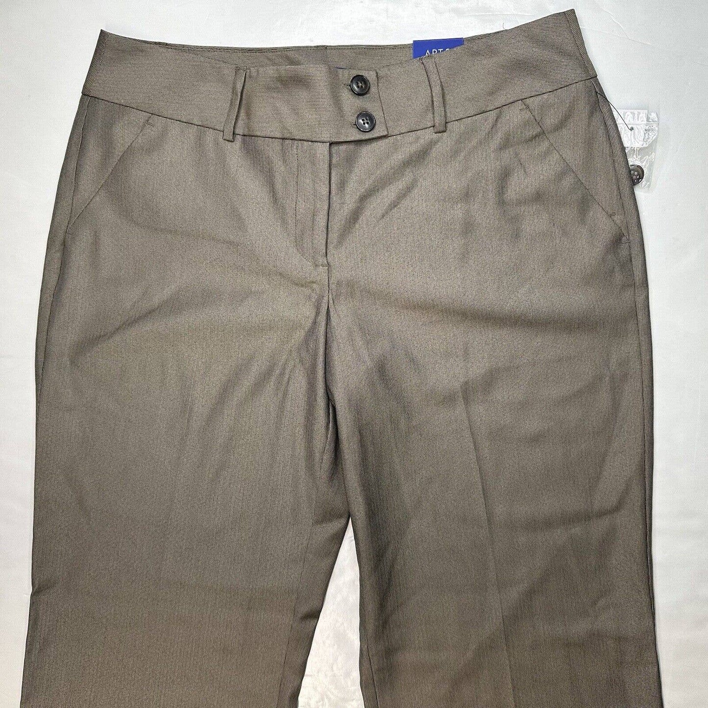 APT 9 Wide Leg Trouser 14 Midrise Brown Dress Pants Tummy Control Career NEW