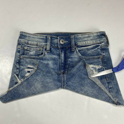 American Eagle Shorts Sz 2 Womens Next Level Stretch Denim Jean Raw Hem Holes