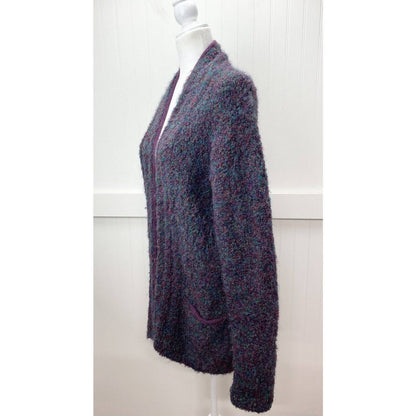 Tey-Art Alpaca Wool Blend Cardigan Sz Medium Hand-Made Sweater Peru Fuzzy Soft