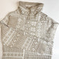 Woolrich Nordic Fair Isle Sweater Sz Medium Beige/White Cowl Cinch Neck Top EUC