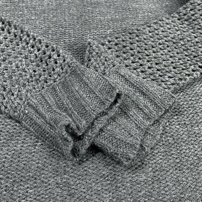 American Eagle Chunky Knit Sweater Sz Small Gray Cold Shoulder Long Sleeve Top