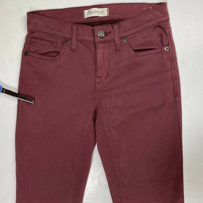 Madewell Skinny Skinny Jeans Womens 24 Lowrise Red Maroon Stretch Denim