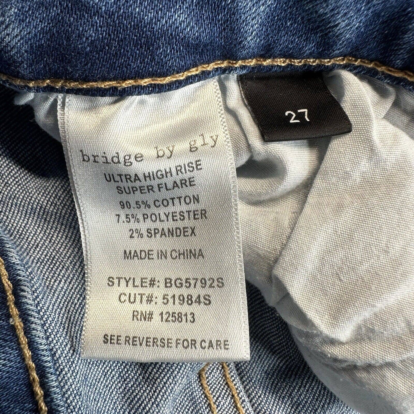 Bridge By Gly Ultra High Rise Super Flare Jeans 27 Stretch Denim Distressed Fray