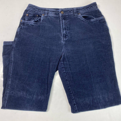 Bill Blass Tapered Corduroy Jeans Sz 12 Womens High Rise Navy Blue Casual Pants