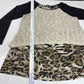 Poeme By Citron Layered Tunic Top Sz Medium Animal Print Split Back Tiered Long