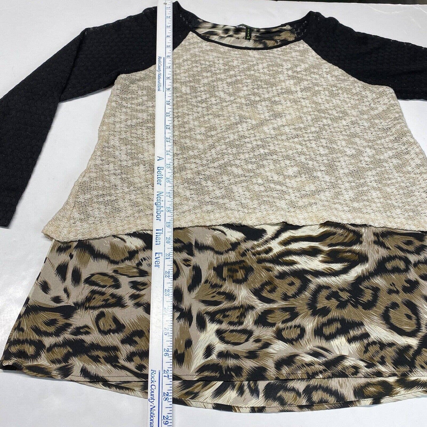 Poeme By Citron Layered Tunic Top Sz Medium Animal Print Split Back Tiered Long