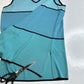 Exclusively Misook Tunic Tank Top Sz Medium Blue Aqua Stripes Sleeveless *Mark