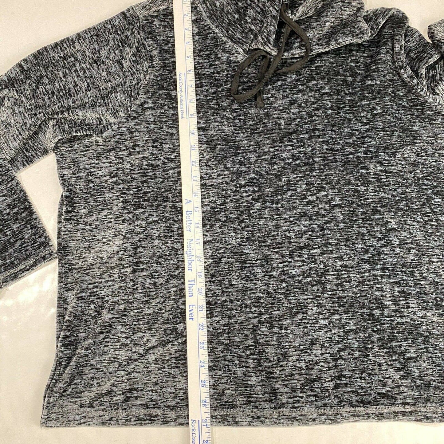 Nicole Miller Drawstring Cowl Neck Sweater Sz 3X Women Dark Gray Marled Soft EUC