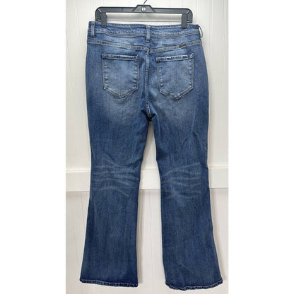 Kancan Luke High Rise Flare Jeans Womens 15/31 Blue Denim Medium Wash Distress