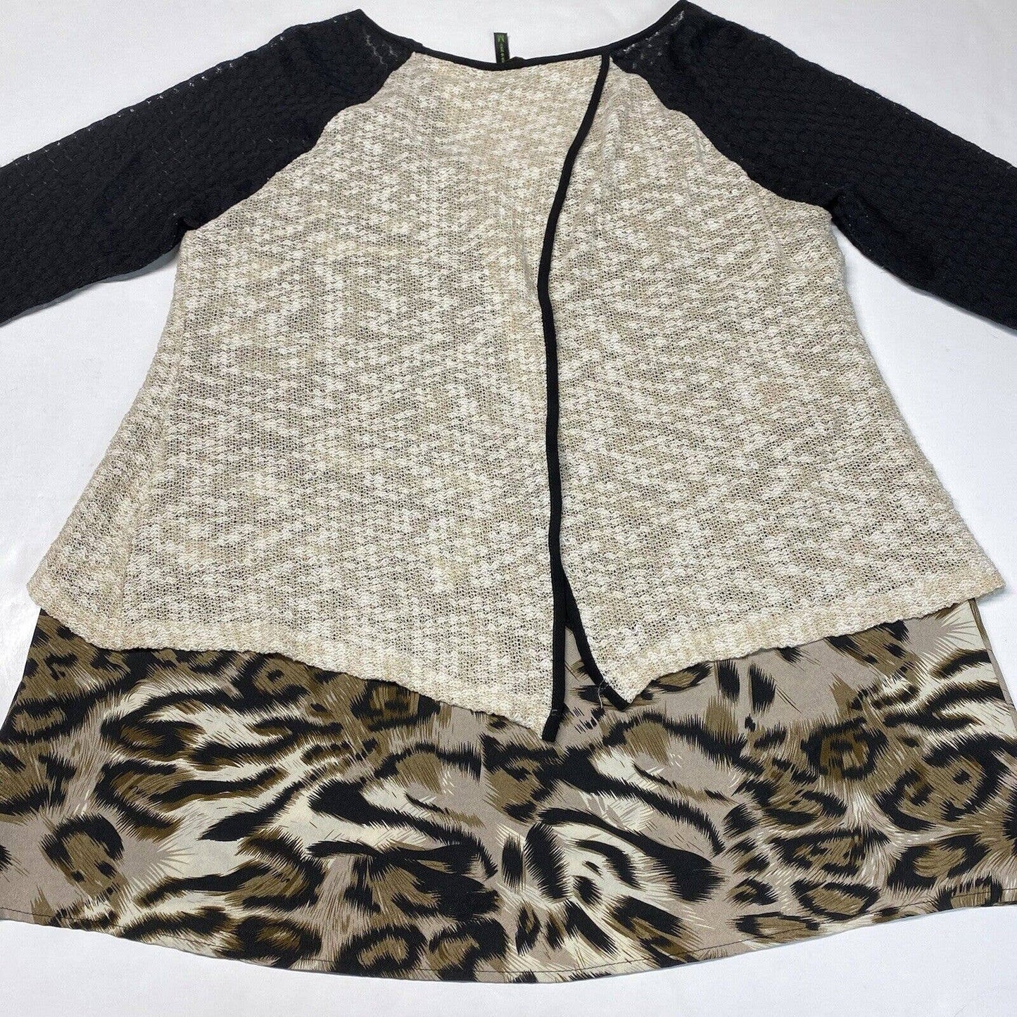 Poeme By Citron Layered Tunic Top Sz Medium Animal Print Split Back Tiered Long