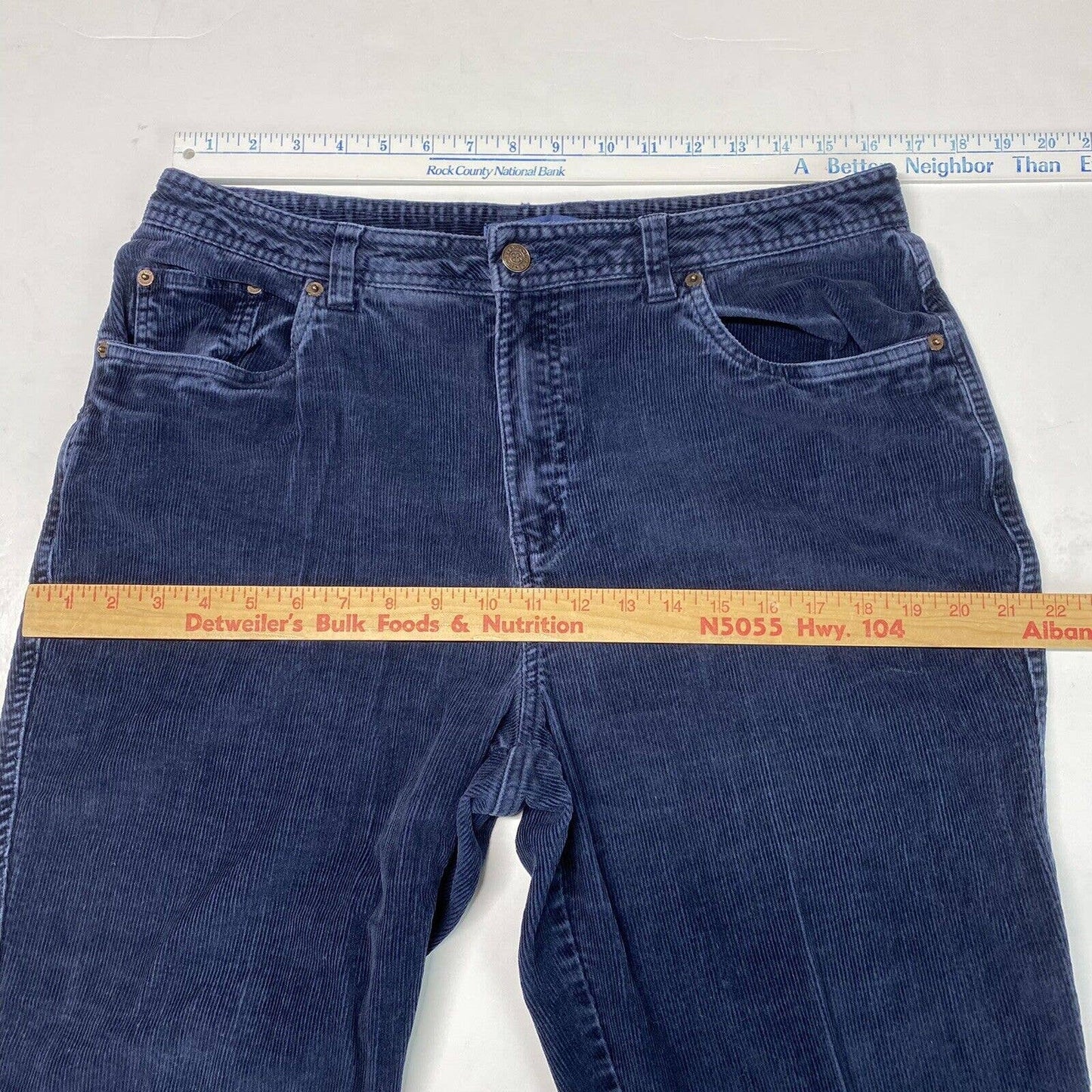Bill Blass Tapered Corduroy Jeans Sz 12 Womens High Rise Navy Blue Casual Pants