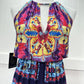 Alexia Admor Halter Maxi Dress XS Multicolor Boho Aztec Pattern Cut Out Slit NEW