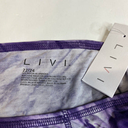 LIVI Active Purple Tie Dye Top Womens 22/24 Crossover Open Back Long Sleeve NEW