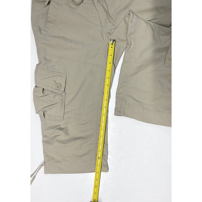 North Face Cargo Capri Sz 8 Beige Nylon Hiking Trail Cropped Pants Cinch Hem EUC