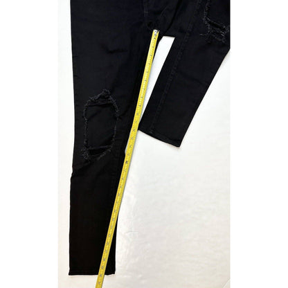 Levis 721 High Rise Skinny Jeans Womens 31 Black Denim Ripped Distressed Holes