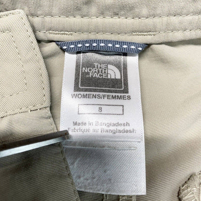 North Face Cargo Capri Sz 8 Beige Nylon Hiking Trail Cropped Pants Cinch Hem EUC
