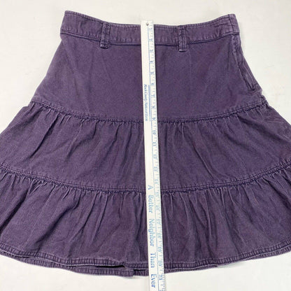 H&M L.O.G.G. Corduroy Ruffle Skirt Sz 8 Womens Purple Short 100% Cotton Side Zip