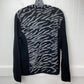 Chicos Eliza Zip Up Knit Cardigan Sz 2 (Large) Zebra Black/Silver Sweater NEW