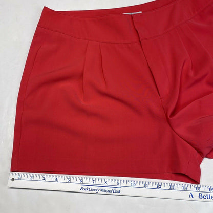 JLO Jennifer Lopez Pleated Shorts Sz 16 High Rise Neon Red/Pink Plus Size EUC