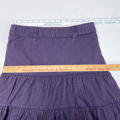 H&M L.O.G.G. Corduroy Ruffle Skirt Sz 8 Womens Purple Short 100% Cotton Side Zip