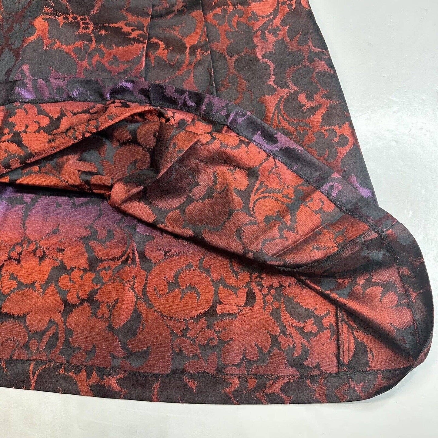 Lane Bryant Floral Skirt 20 Red/Purple/Black Gradient A-Line Pleats Zipper EUC
