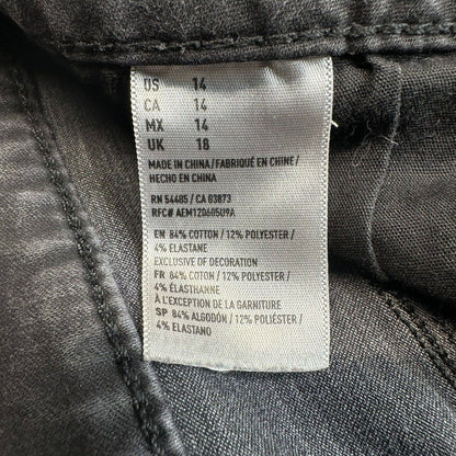 American Eagle Hi-Rise Shortie 14 Super Super Stretch Black Denim Short Fray