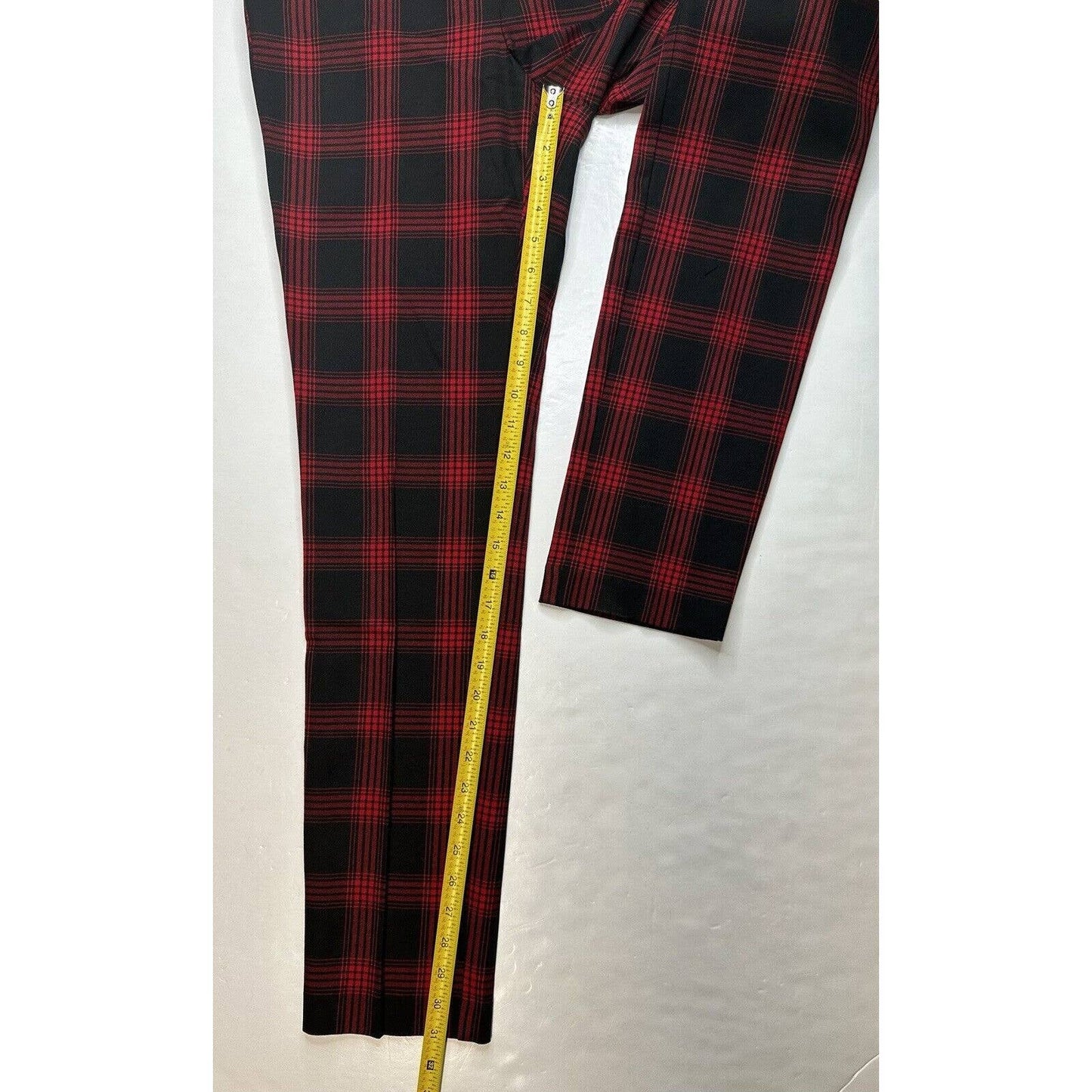 J.Jill Slim Leg Pants 4 Red/Black Plaid High Rise Stretchy Trouser Academia NEW