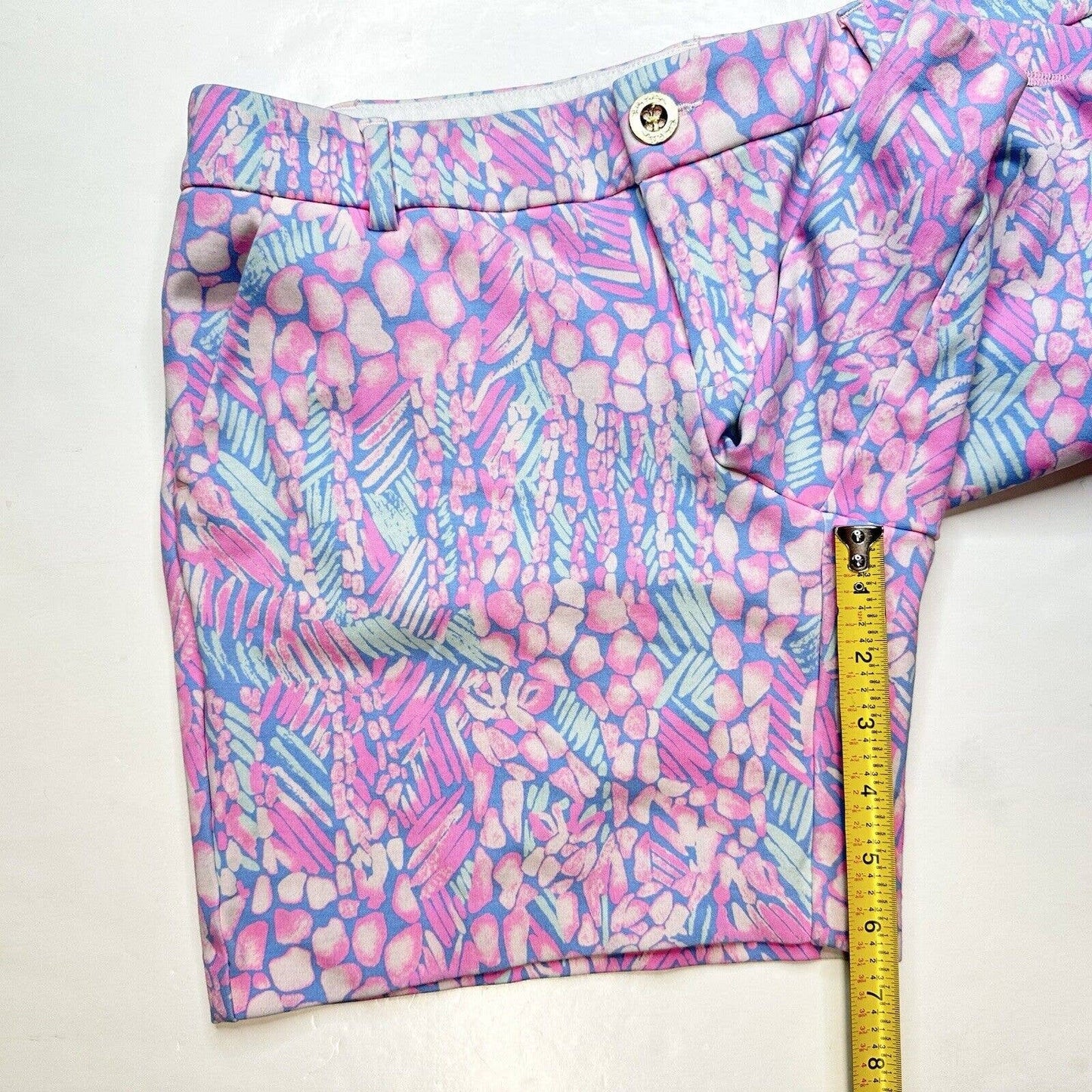 Lilly Pulitzer Jayne Knit Shorts Womens 8 Pink Sorbet Pattern Golf Barbie EUC