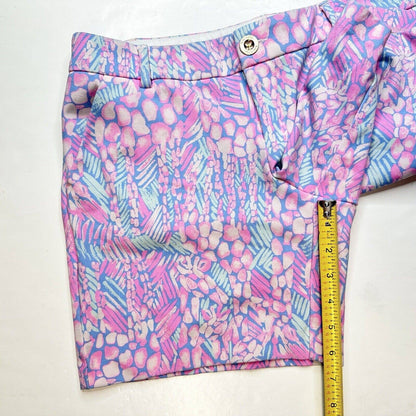 Lilly Pulitzer Jayne Knit Shorts Womens 8 Pink Sorbet Pattern Golf Barbie EUC