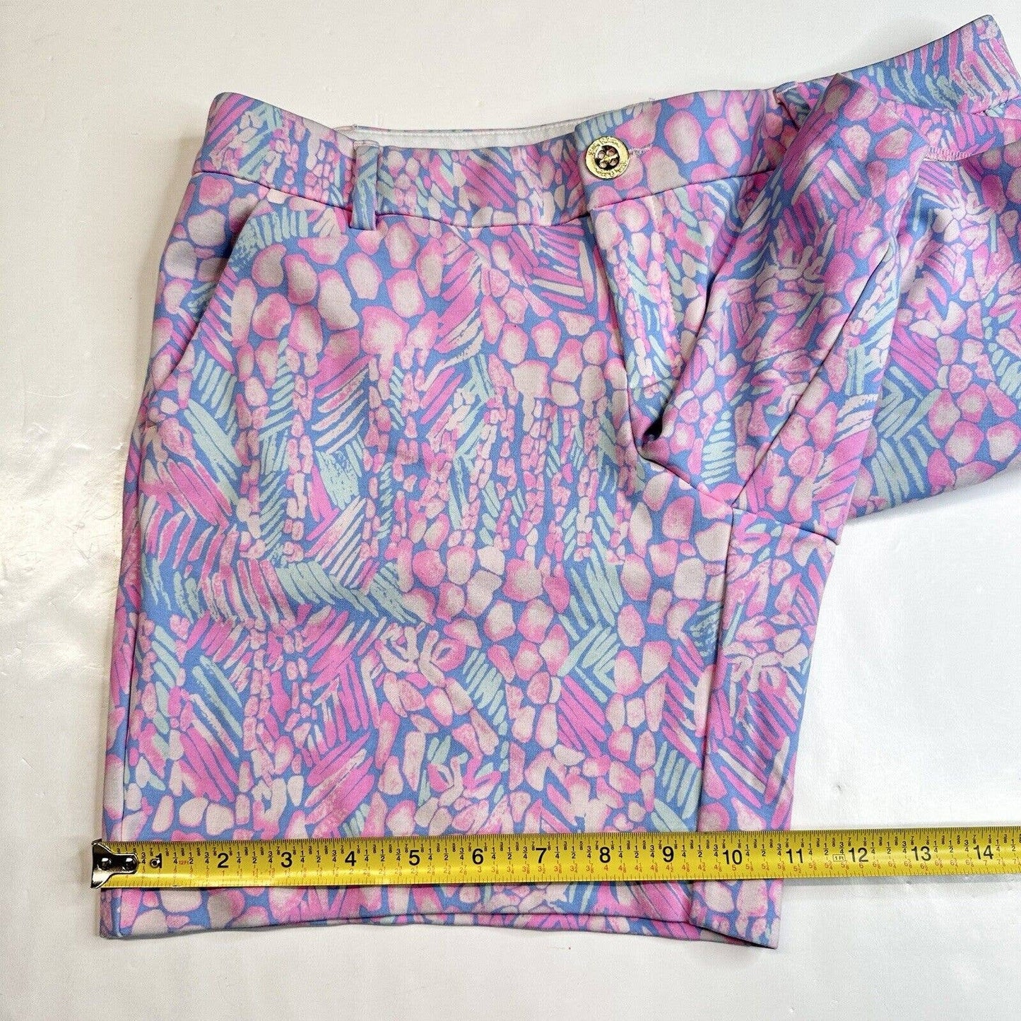 Lilly Pulitzer Jayne Knit Shorts Womens 8 Pink Sorbet Pattern Golf Barbie EUC