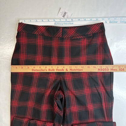 J.Jill Slim Leg Pants 4 Red/Black Plaid High Rise Stretchy Trouser Academia NEW