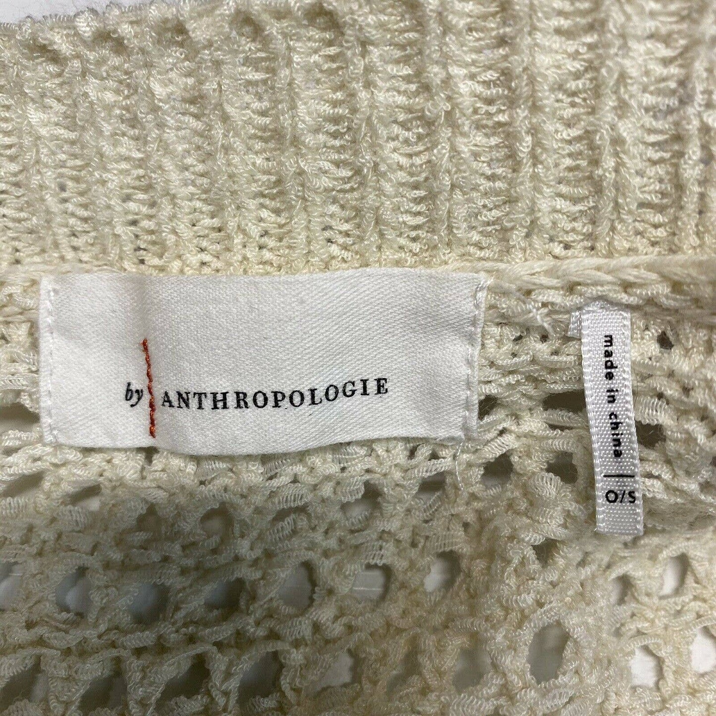 Anthropologie Open Knit Cardigan One Size Beige Open Front Short Sleeve Sweater