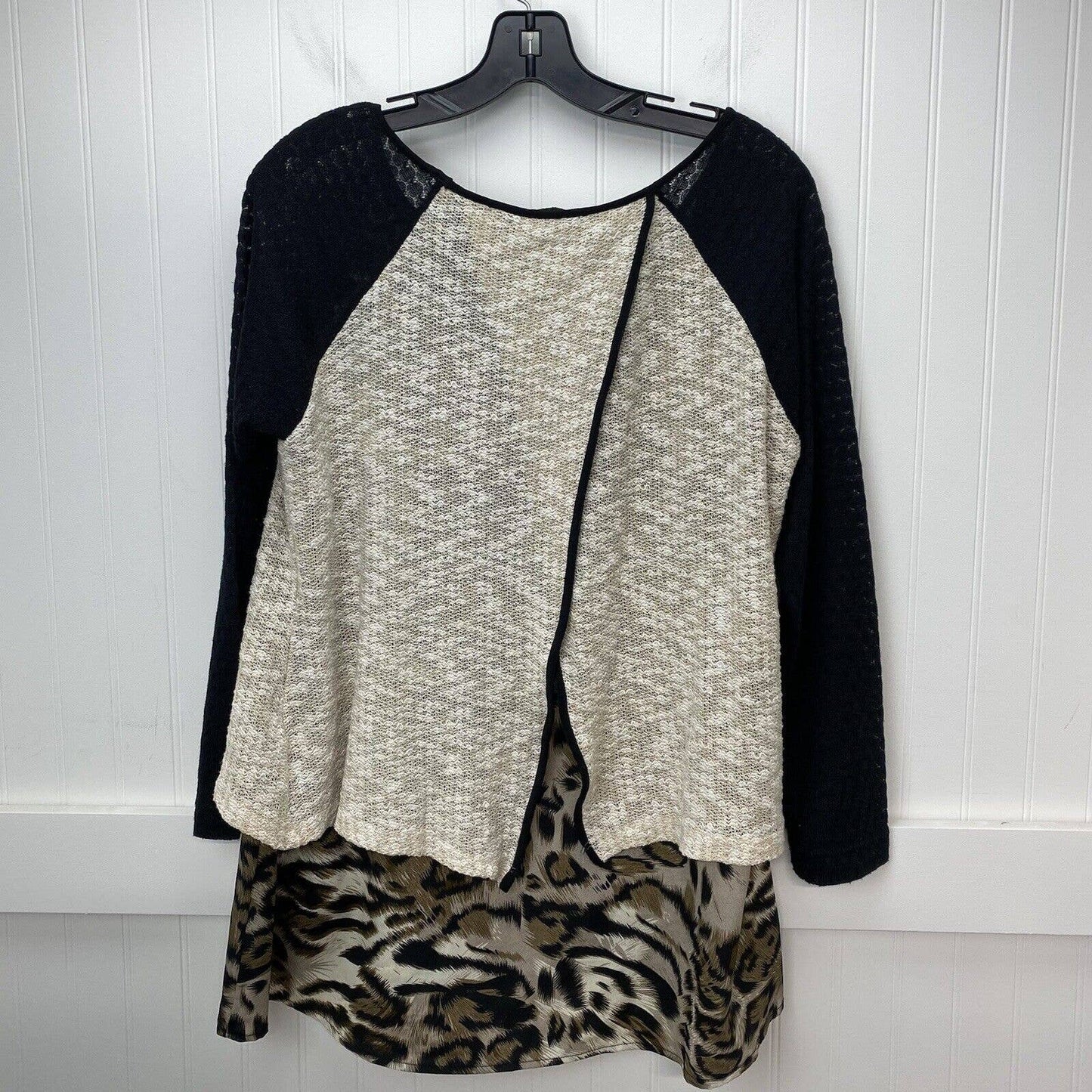 Poeme By Citron Layered Tunic Top Sz Medium Animal Print Split Back Tiered Long