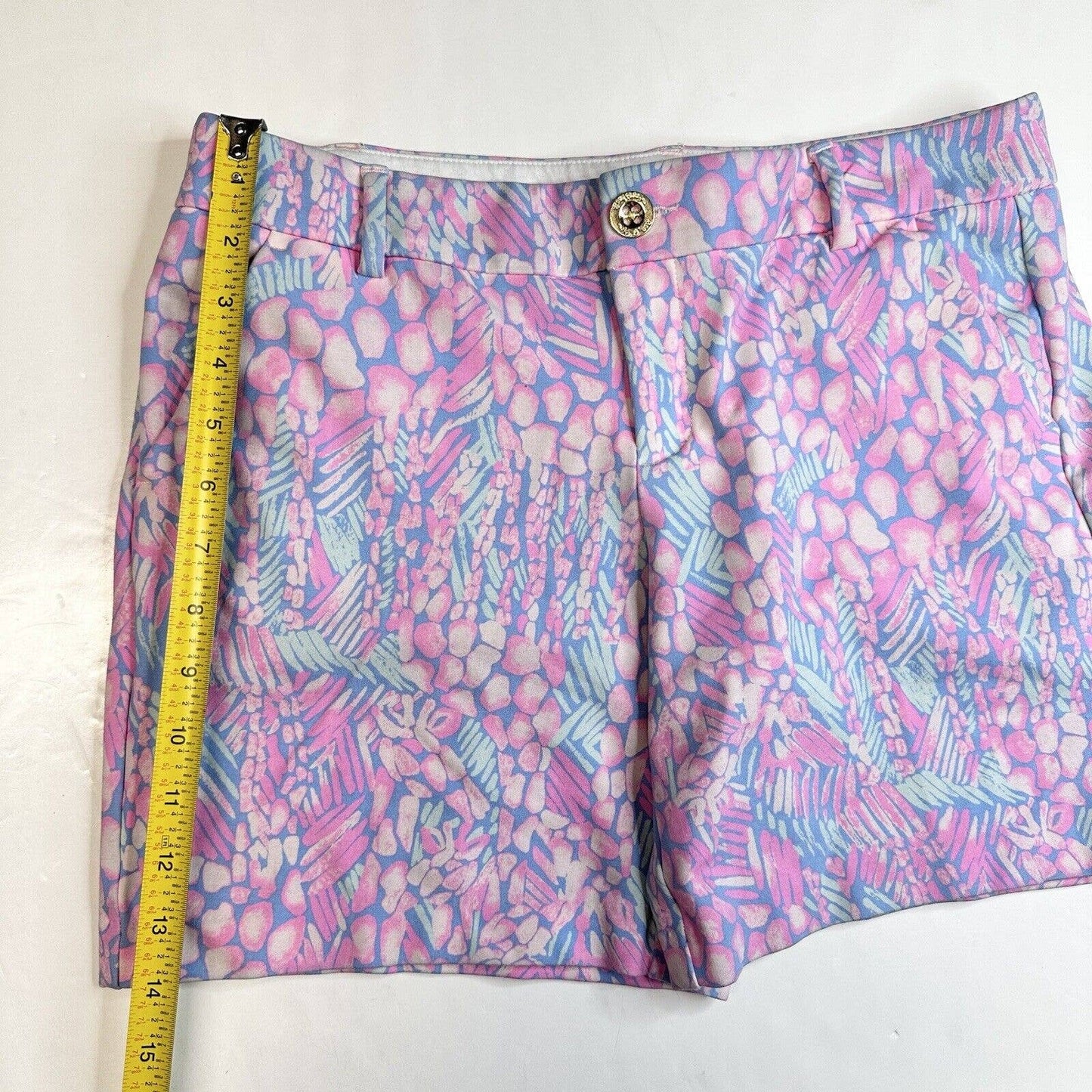 Lilly Pulitzer Jayne Knit Shorts Womens 8 Pink Sorbet Pattern Golf Barbie EUC
