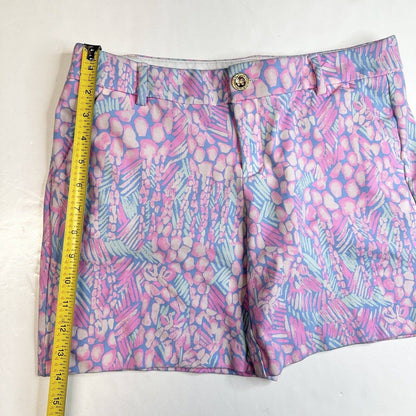 Lilly Pulitzer Jayne Knit Shorts Womens 8 Pink Sorbet Pattern Golf Barbie EUC