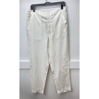 J Crew Seaside Crop Pants Sz 12 Hi-Rise Lyocell Off White Casual Ankle Crop NWT