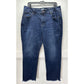 Lane Bryant High Rise Straight Jeans 16 Flex Magic Waist Blue Denim Dark Fray