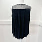 Miss Me Button Up Tank Top Sz Medium Black Sleeveless Faux Leather Trim Sheer