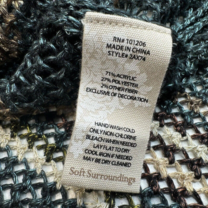 Soft Surroundings Open Knit Tunic Sweater Sz Medium Netting Beach Pullover NEW